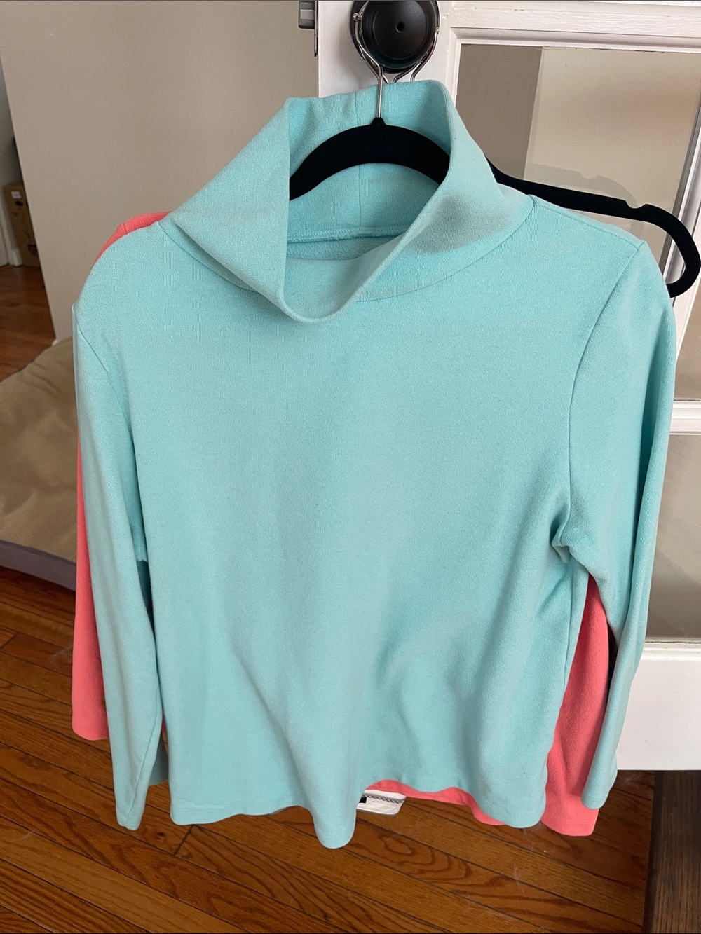 Dudley Stephens Light Aqua Terry Fleece Turtleneck